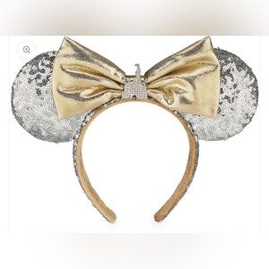 Disney Minnie Ears Silver Sequin Cinderella Castle